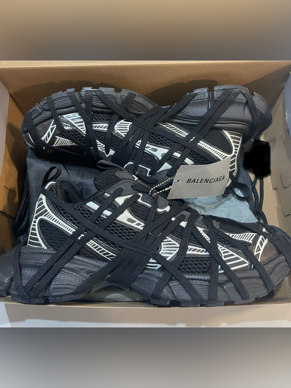 Balenciaga Black & White Trail Lace-Up Runner Sneakers - Picture 11 of 11